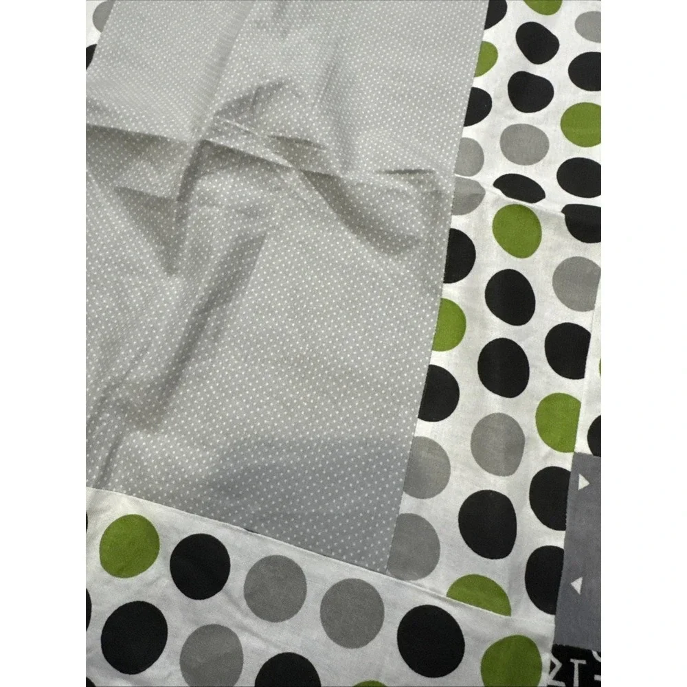 Baby Quilt Topper Unfinished Grey & Green Cotton‎ Patchwork Polka Dot Nursery
